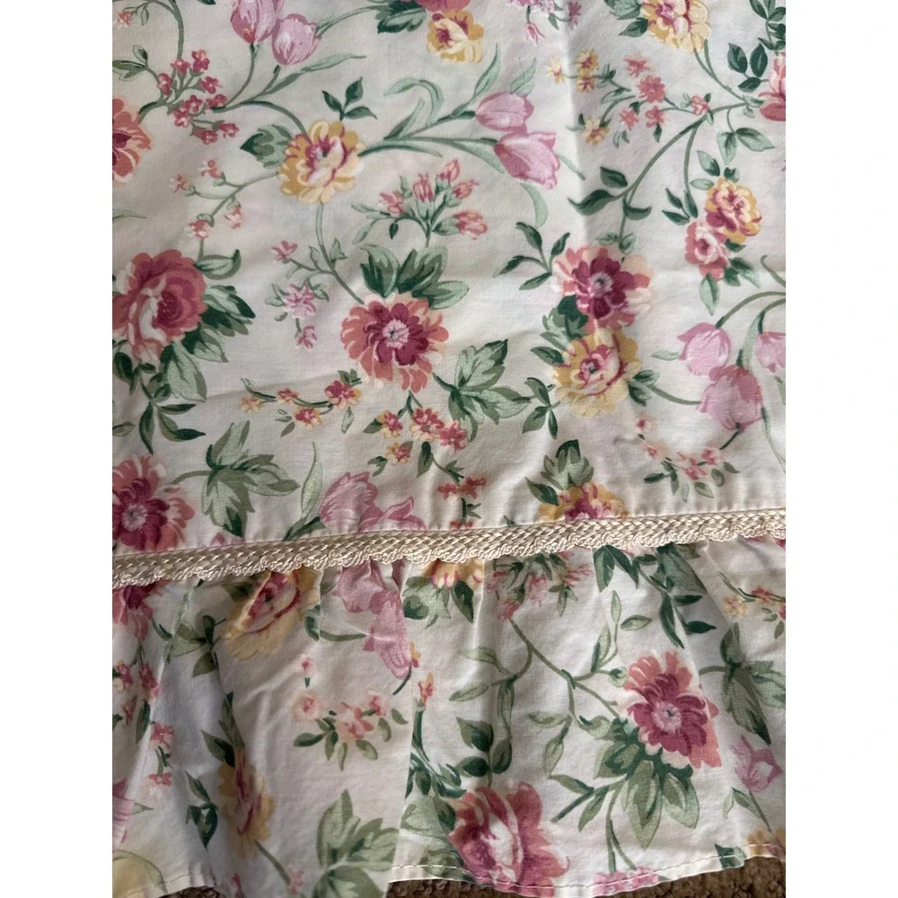 Vintage Croscill Home Fashions Full Sheet Set Floral Ruffle Pink Cream 4pc